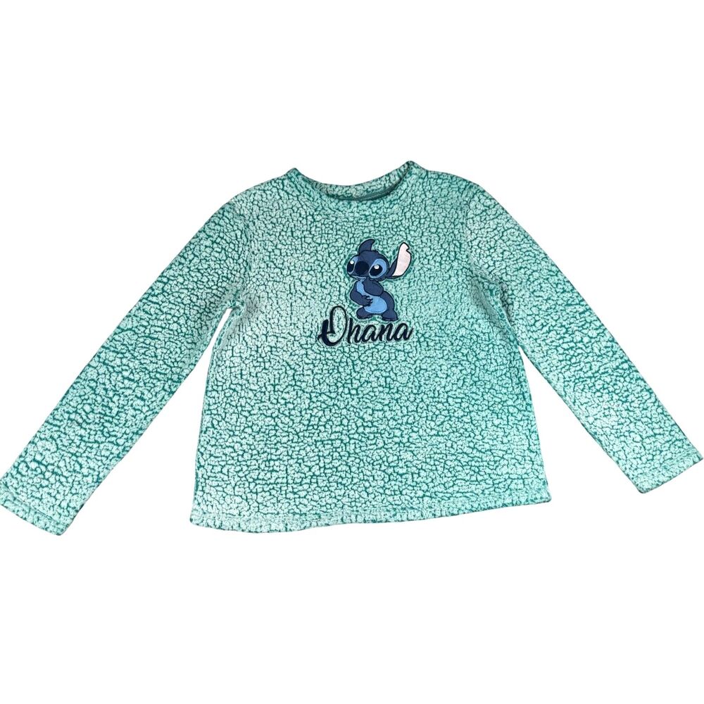 Disney Stitch Sweatshirt Women’s Small 4-6 Ohana Pullover Faux Fur Long Sleeve